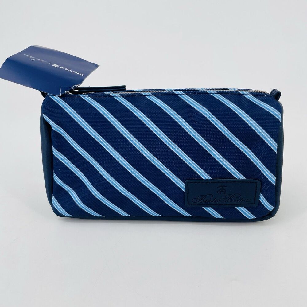 United Airlines Brooks Bro Polaris Amenity Travel Kit Blue Striped 2026 NEW Seal